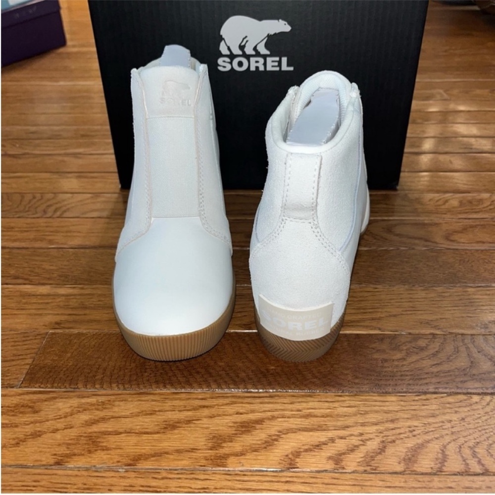 Sorel Out & About Pull On Wedge Booties Sea Salt White & Gum 2 Women’s Size 8.5 - Picture 7 of 13